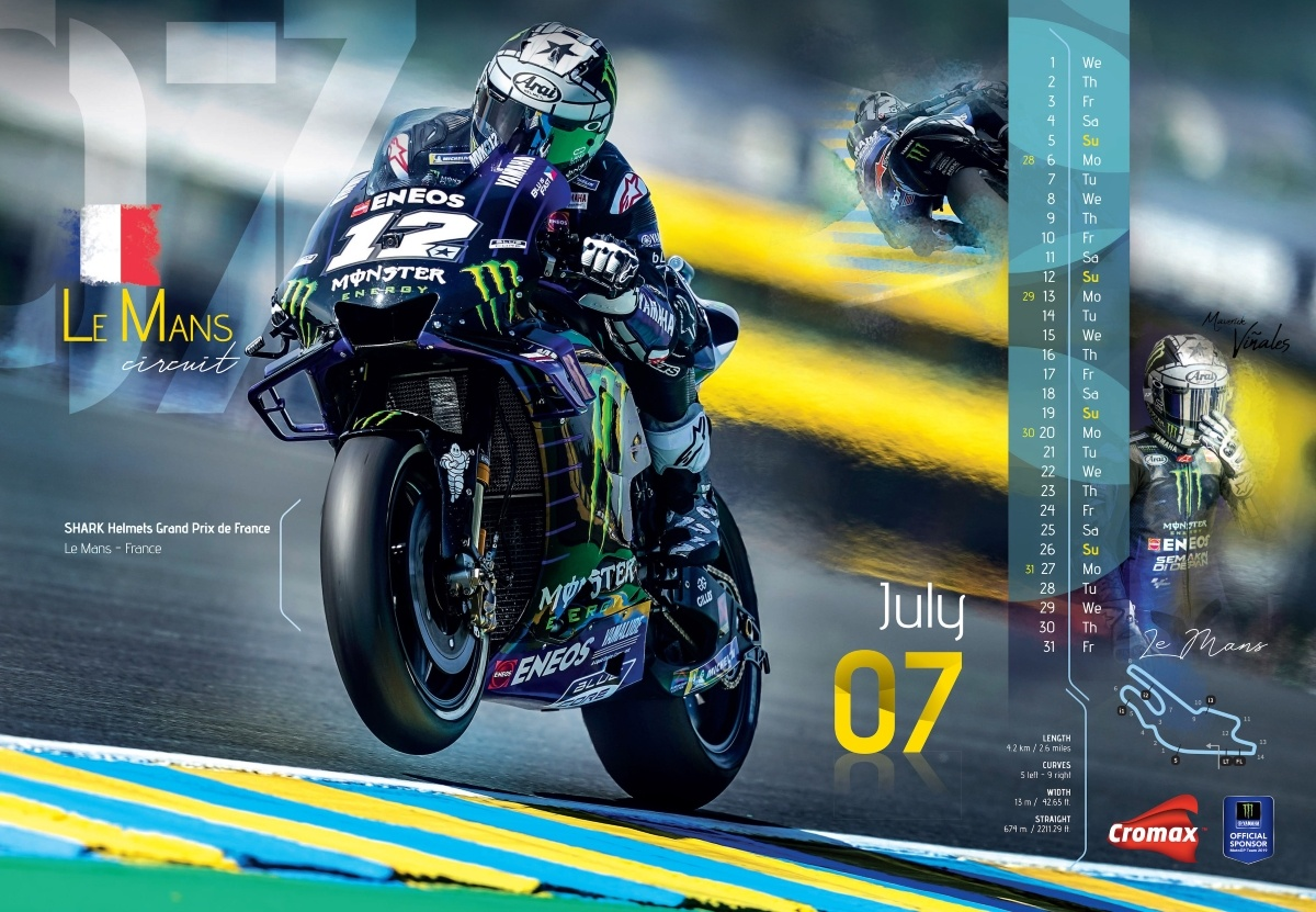 Cromax 2020 calendar with Monster Energy Yamaha MotoGP